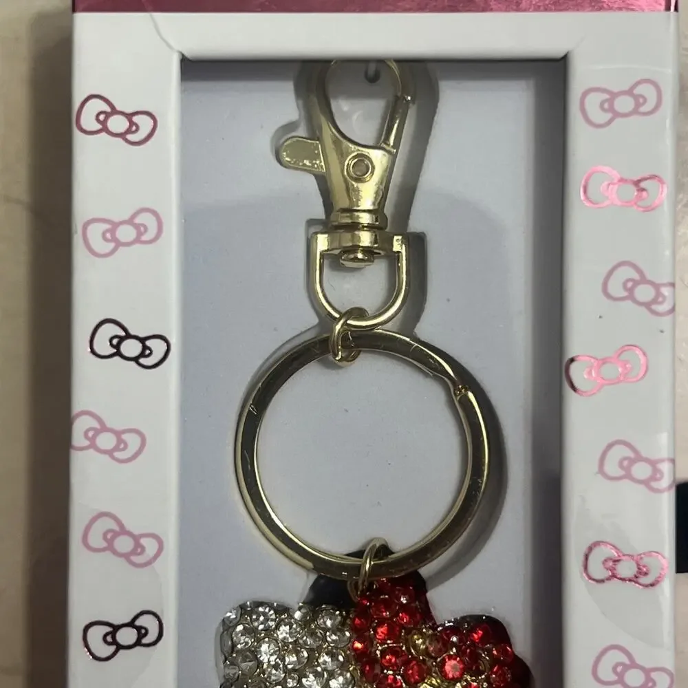 Hello Kitty Crystal Rhinestone Key Chain Key Ring Handbag Charm Jewelry Bling
